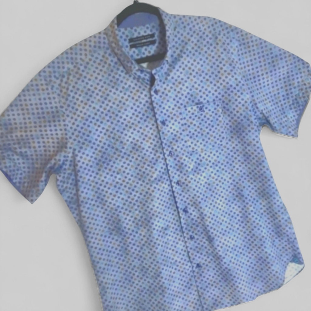 Hammer Made Mens Button Down Shirt Ltd Edition 100% Cotton Size 43/17 Blues Euc